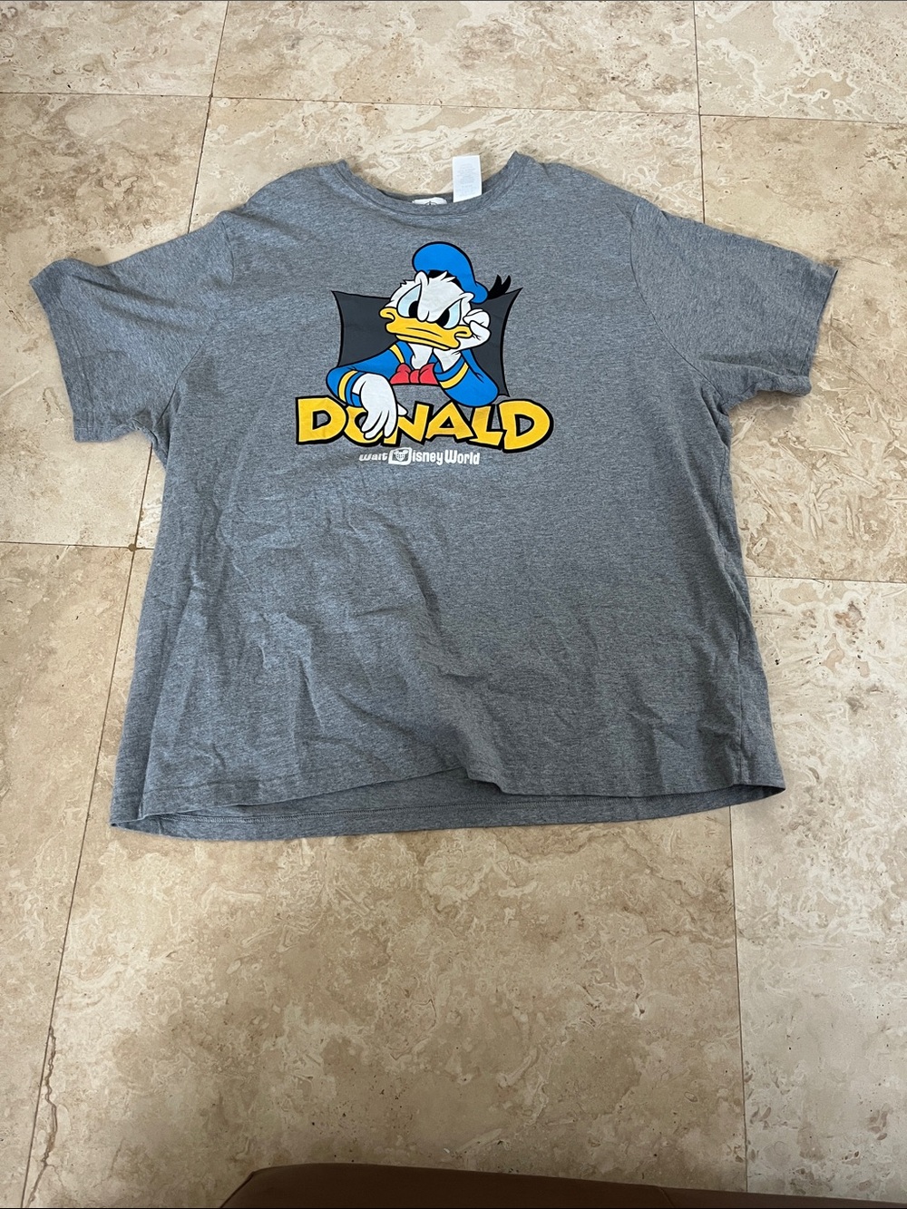 Disney Gray Tee with Donald Duck Graphic and Blue & Yellow Accents